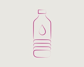 Значок: бутылка воды для достаточного употребления безалкогольных напитков в целях предотвращения тромбоза 